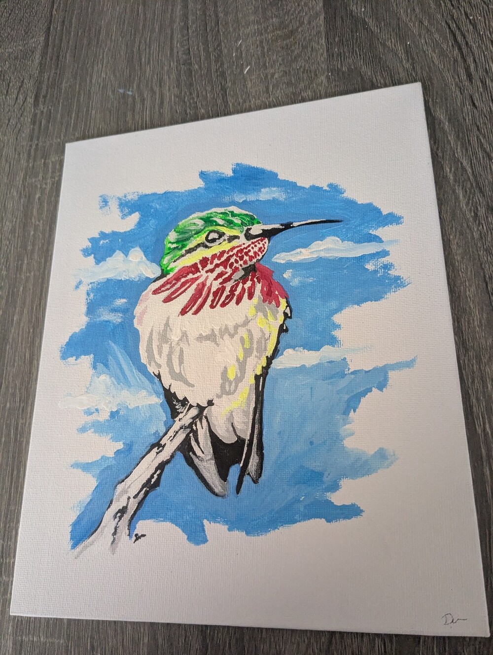 Humming Bird Original Acrilic Painting 8x10 Canvas